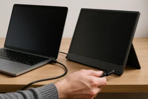 Hoe sluit je een portable monitor aan op je laptop?